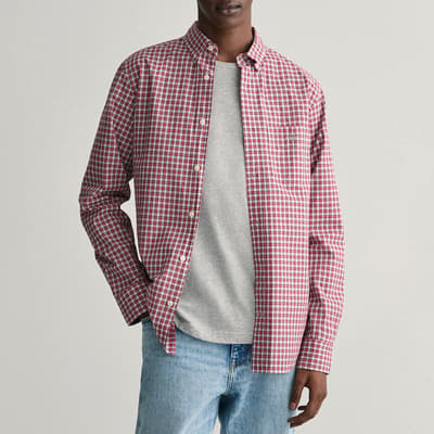 Red Poplin Micro check Cotton Shirt