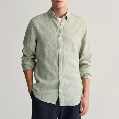 Green Slim Linen Shirt