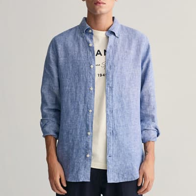 Blue Slim Linen Shirt