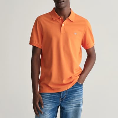 Orange Reg Shield Pique Cotton Polo Shirt