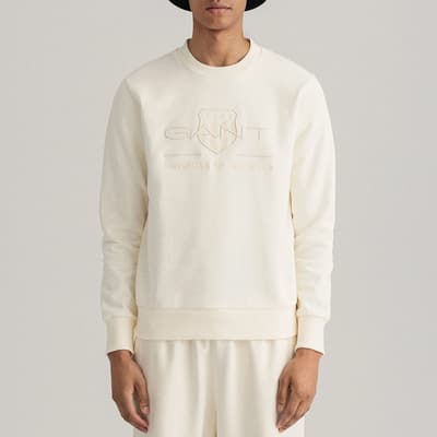Cream Reg Tonal Shield Cotton Sweatshirt