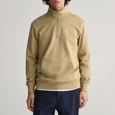 Camel Logo Script Jersey Cotton Half Zip Sweatshirt