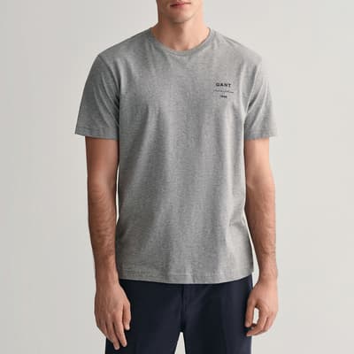 Grey Logo Script Cotton T-Shirt