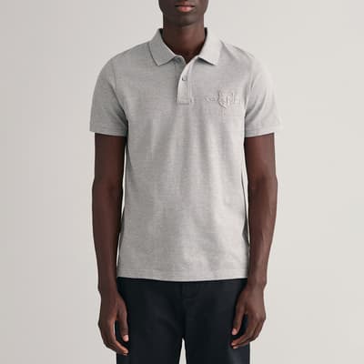 Grey Reg Tonal Shield Cotton Polo Shirt