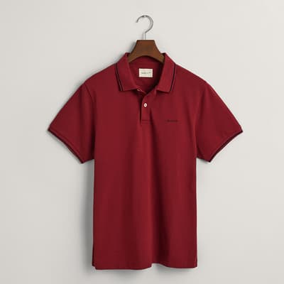 Red Tipping Pique Cotton Polo Shirt