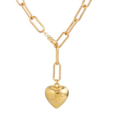 18K Gold Link Heart Lariat Necklace