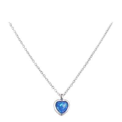 Silver Blue Opal Heart Necklace