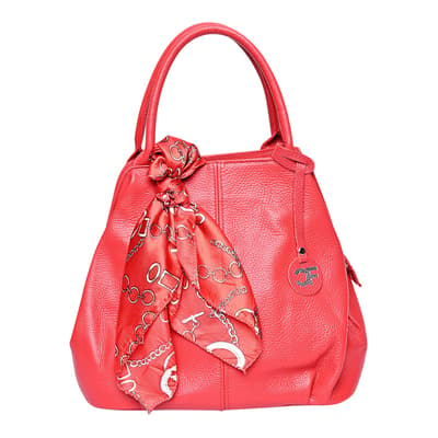 Red Italian Leather Top Handle bag
