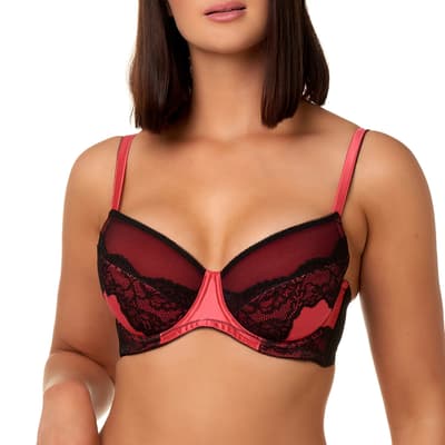 Red & Black Micro Lace Padded Bra