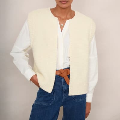 Ivory Luna Stitch Wool Blend Vest 