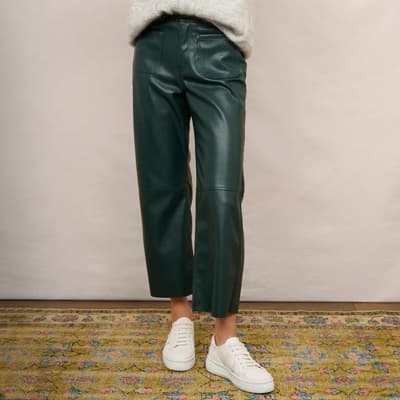 Green Jules Faux Leather Trousers