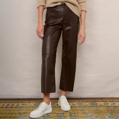 Brown Jules Faux Leather Trousers