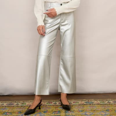 Silver Jules Faux Leather Trousers