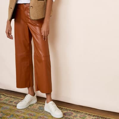 Tan Jules Faux Leather Trousers