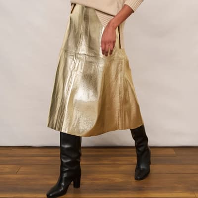 Gold Lateisha Faux Leather Skirt