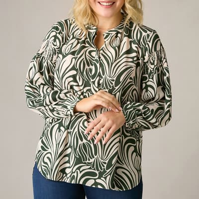 Green Abstract Print Blouse