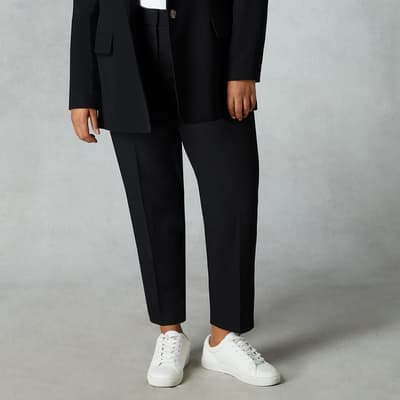 Black Stretch Tapered Regular Length Trousers