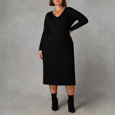 Black Knitted Rib Dress