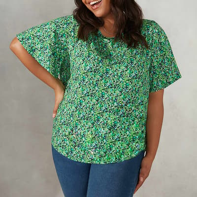 Green Ditsy Jersey Top