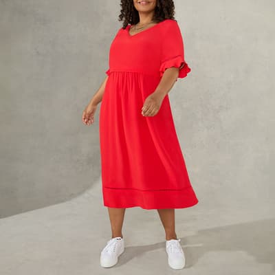 Red Ladder Trim Sleeve Dress