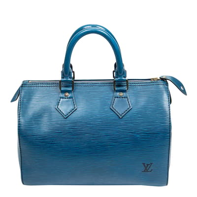 Blue Speedy Black Stitching Handbag