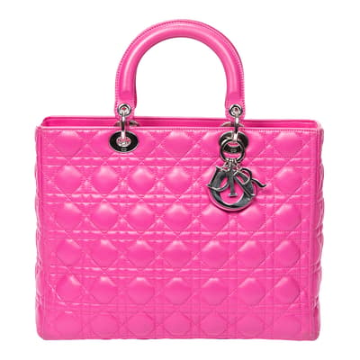 Fuchsia Pink Large Lady Dior Shoulder Bag