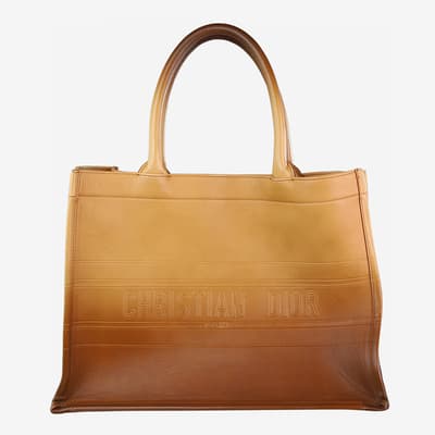 Brown Christian Dior 2021 Leather Ombre Book Tote