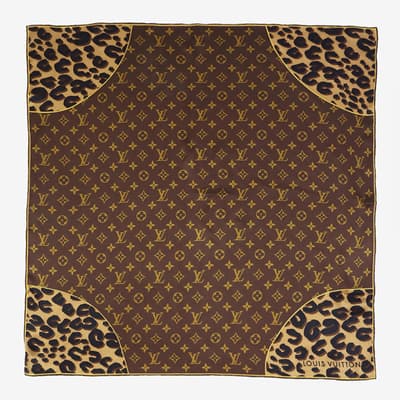 Brown Louis Vuitton Monogram Silk Scarf