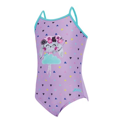 Lilac Crossback Girls Swimsuit