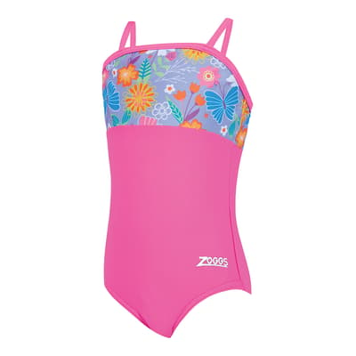 Pink Panel Classicback Girls Swimsuit