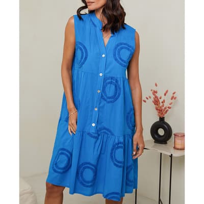 Blue Linen Mini Dress