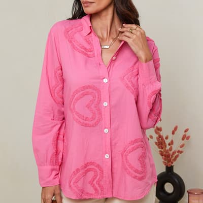Pink Heart Linen Shirt