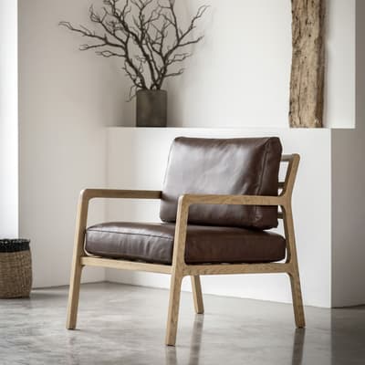 Voulon Armchair, Antique Brown Leather