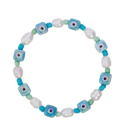 Aqua Eye Spy Pearl Bracelet