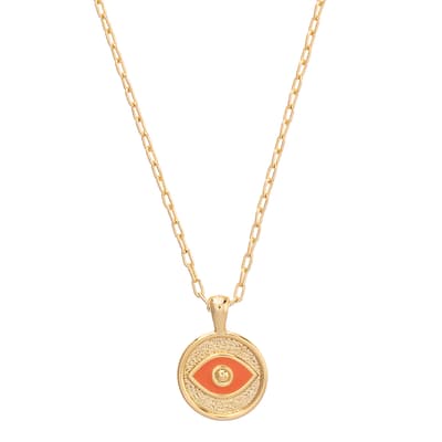 Orange Evil Eye Pendant Necklace