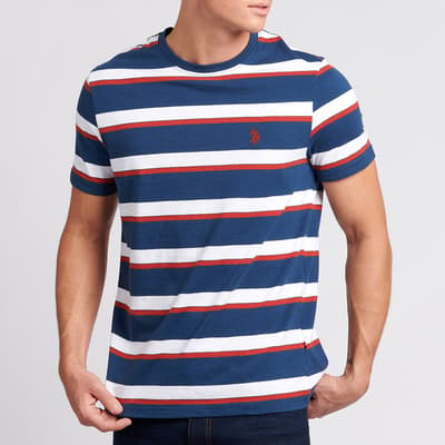 Blue All Over Stripe Cotton T-Shirt