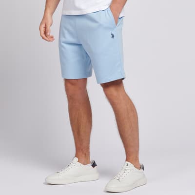 Pale Blue Cotton Jogger Shorts