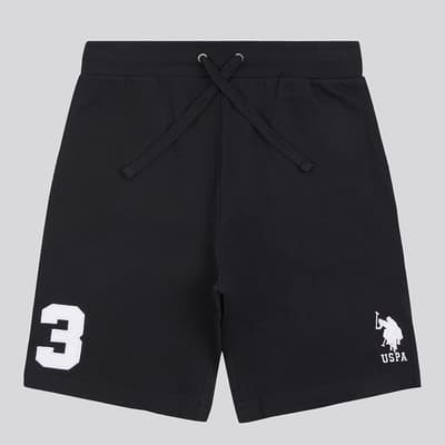 Black Patch Logo Cotton Jogger Shorts