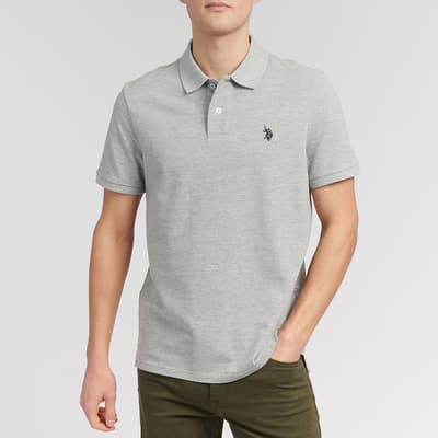 Grey Pique Cotton Polo Shirt