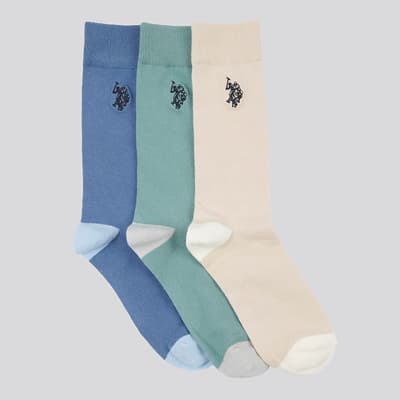 Multi 3 Pack Cotton Blend Socks