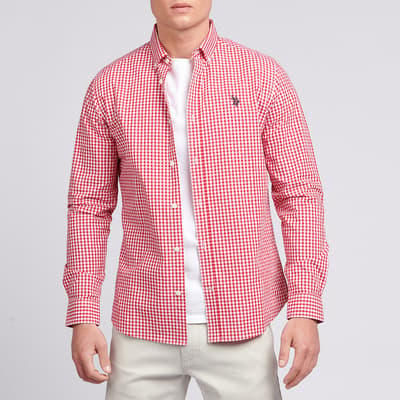 Red Gingham Long Sleeve Cotton Shirt