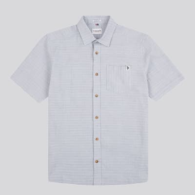 Light Blue Seersucker Striped Cotton Shirt