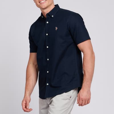 Navy Short Sleeve Oxford Cotton Shirt