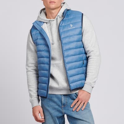 Mid Blue Bound Quilted Gilet