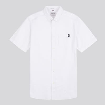White Seersucker Short Sleeve Cotton Shirt