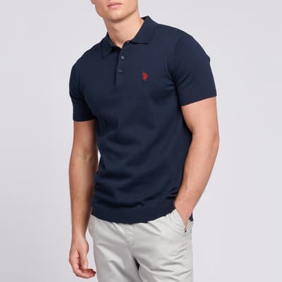 Navy Combed Cotton Sort Sleeve Polo Shirt