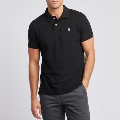 Black Pique Cotton Polo Shirt