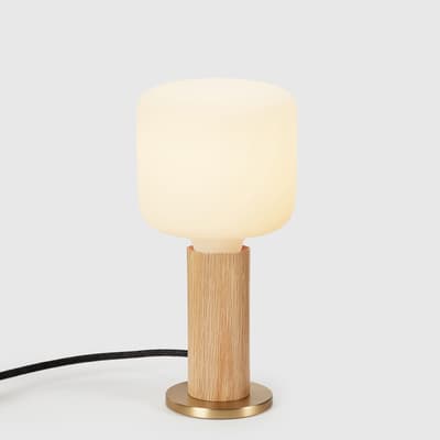 Oak Knuckle Table Lamp with Oblo
