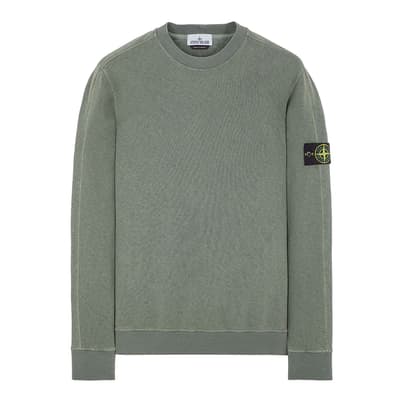 Green Garment Dyed Cotton Fleece Sweatshirt
