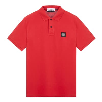Red Cotton Blend Polo Shirt